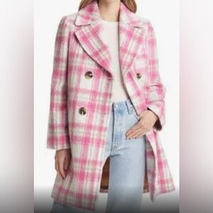 NWT-Sam Edelman Brushed Pink Plaid
Double Breasted Lined Coat with Pockets Size2
